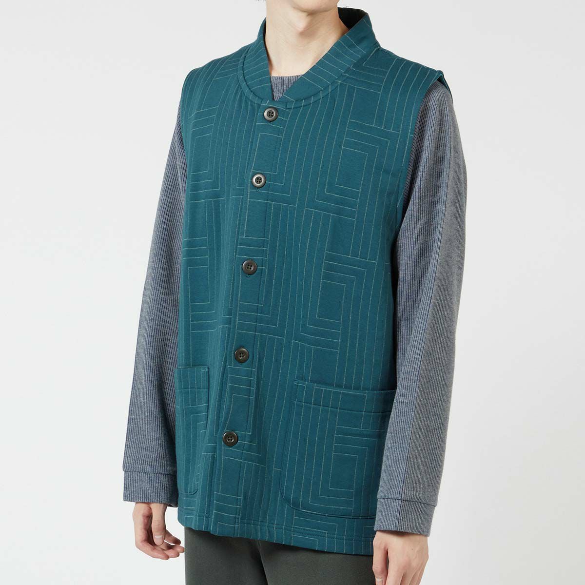 LANVIN COLLECTION 中綿二ットキルト ベスト JLロゴ 半纏 はんてん【M