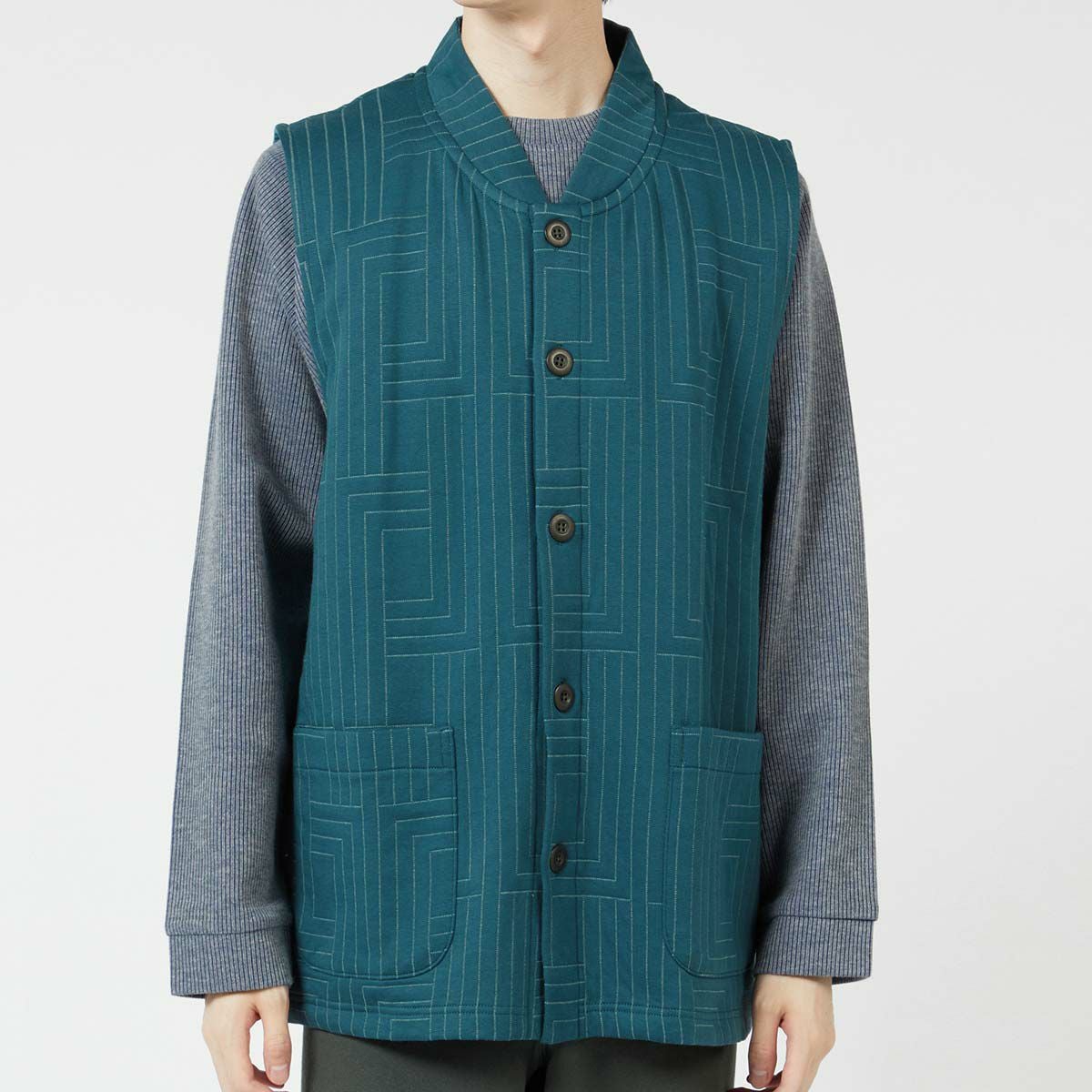 LANVIN COLLECTION 中綿二ットキルト ベスト JLロゴ 半纏 はんてん【M