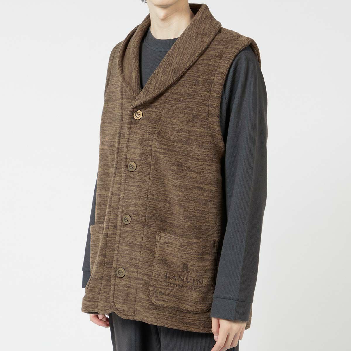 LANVIN COLLECTION 【M・Lサイズ】 カチオン染フリース ベスト 前