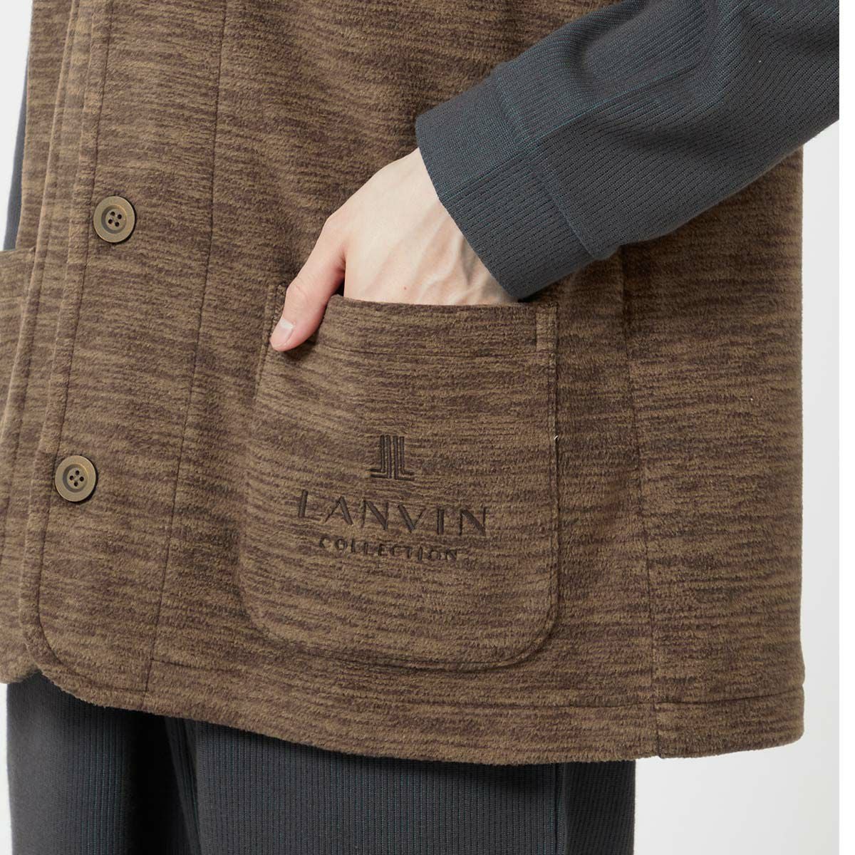 LANVIN COLLECTION 【M・Lサイズ】 カチオン染フリース ベスト 前