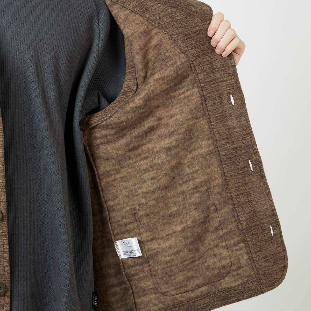 LANVIN COLLECTION 【M・Lサイズ】 カチオン染フリース ベスト 前