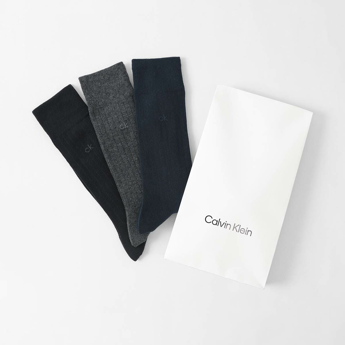 Calvin Klein 【3足セット】抗菌防臭 太リブ ビジネス ワンポイント