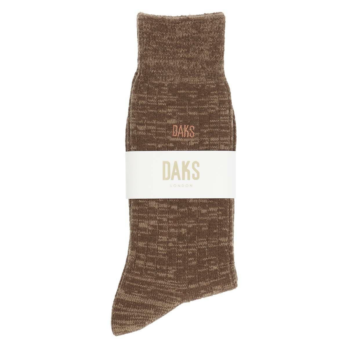 DAKS 毛混 アクリルウール リブ DAKS刺繍 クルー丈 カジュアルソックス