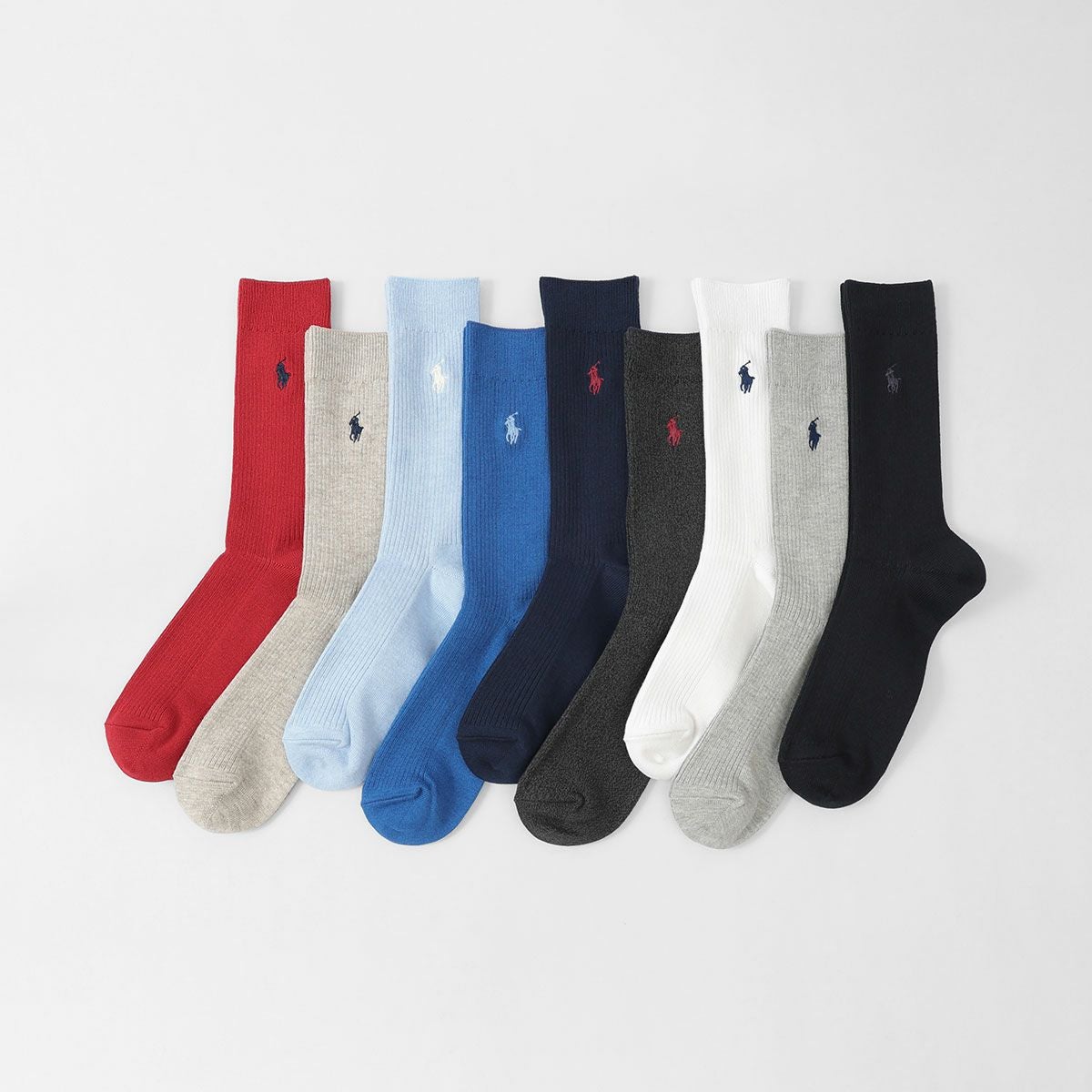 POLO RALPH LAUREN 消臭加工 綿混 ワンポイント刺繍 リブ クルー丈