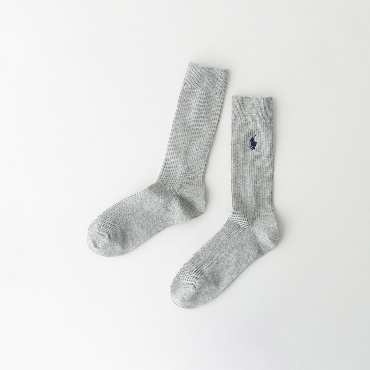 POLO RALPH LAUREN 消臭加工 綿混 ワンポイント刺繍 リブ クルー丈