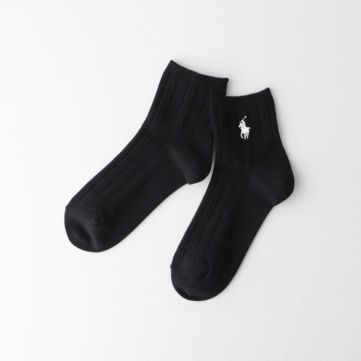 POLO RALPH LAUREN ケーブル柄 ワンポイント ショート丈ソックス