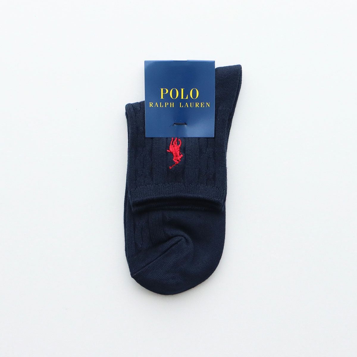 POLO RALPH LAUREN ケーブル柄 ワンポイント ショート丈ソックス