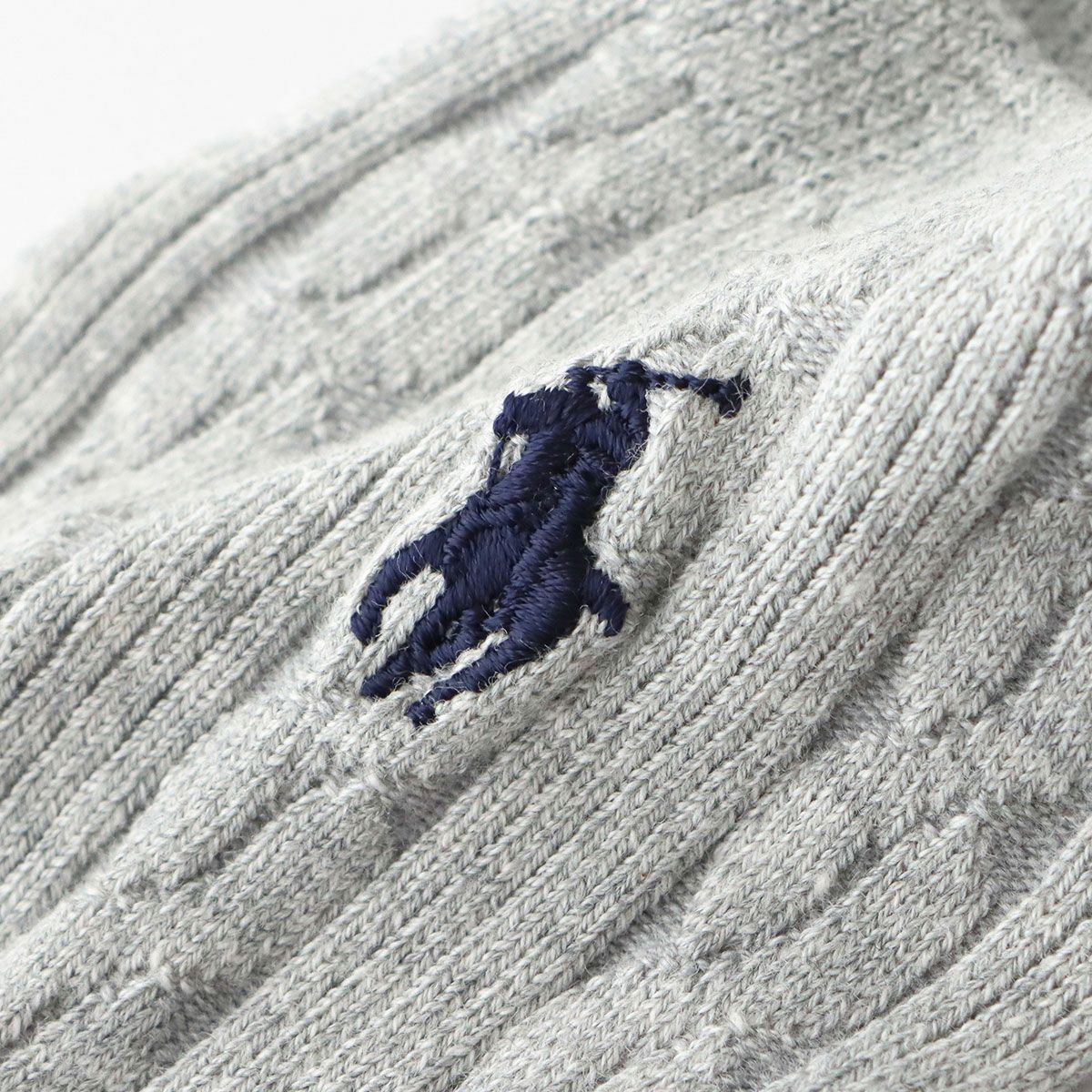 POLO RALPH LAUREN ケーブル柄 フロント刺繍 オーガニックコットン混