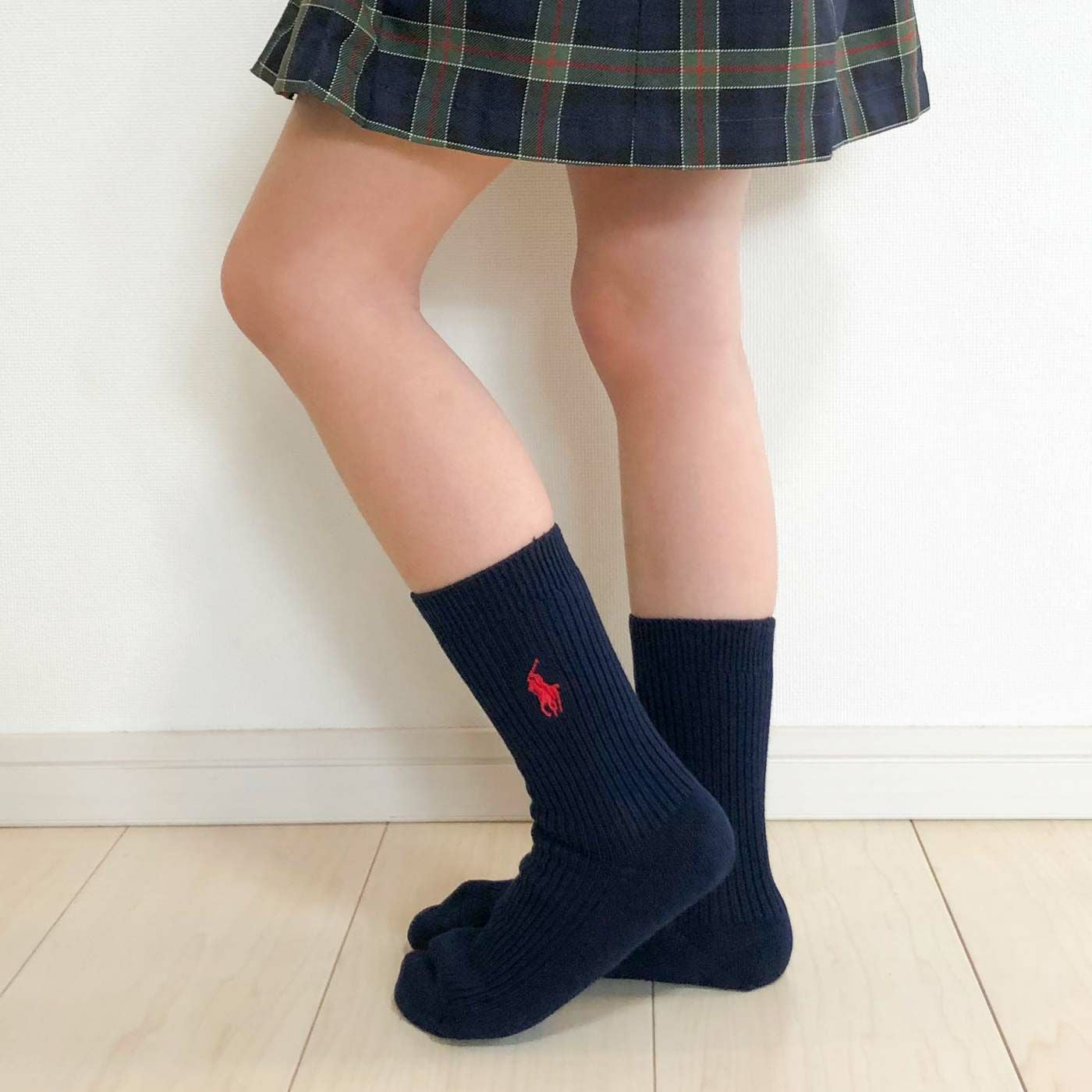 POLO RALPH LAUREN キッズ 綿混 リブ ワンポイント刺繍 クルー丈