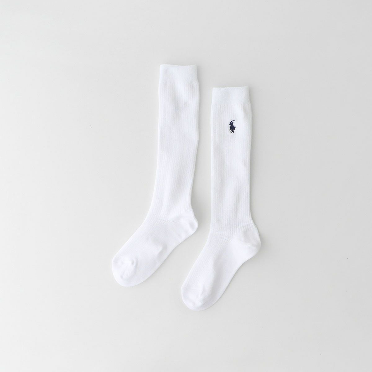 POLO RALPH LAUREN キッズ 綿混 リブ ハイソックス ワンポイント刺繍
