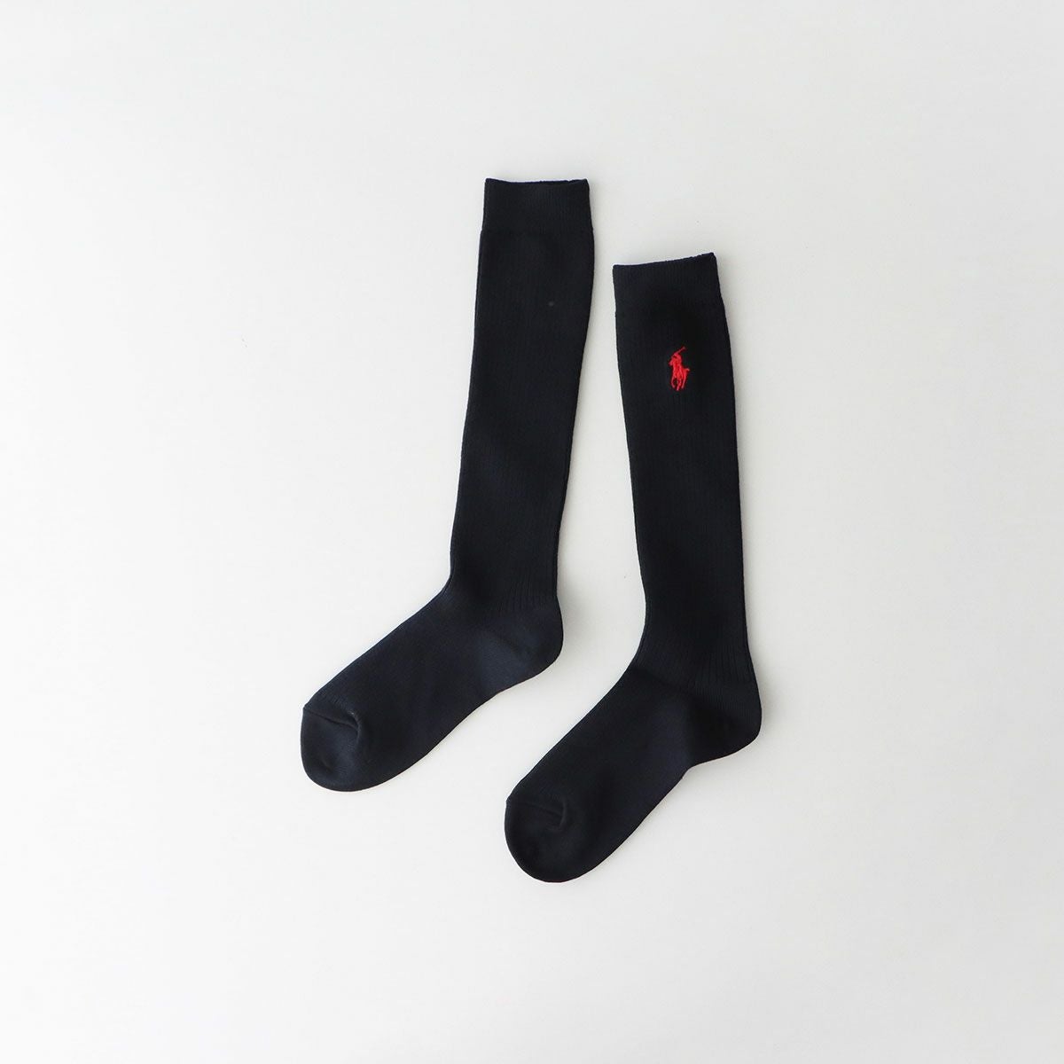 POLO RALPH LAUREN キッズ 綿混 リブ ハイソックス ワンポイント刺繍