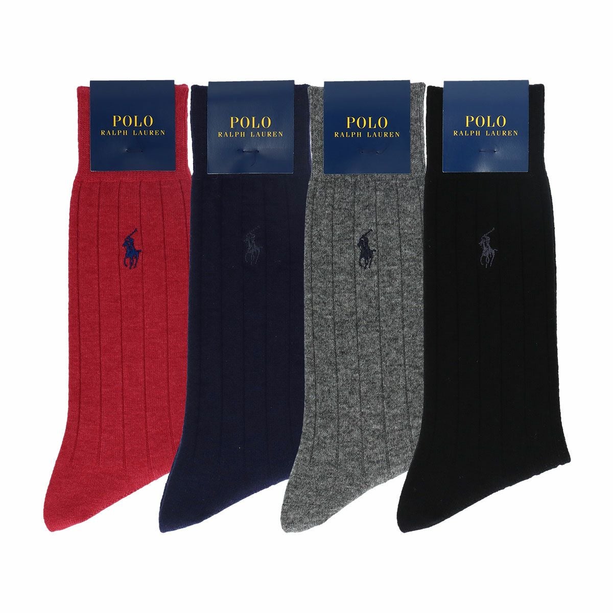 POLO RALPH LAUREN カシミヤ混 リブ ビジネスソックス クルー丈 メンズ