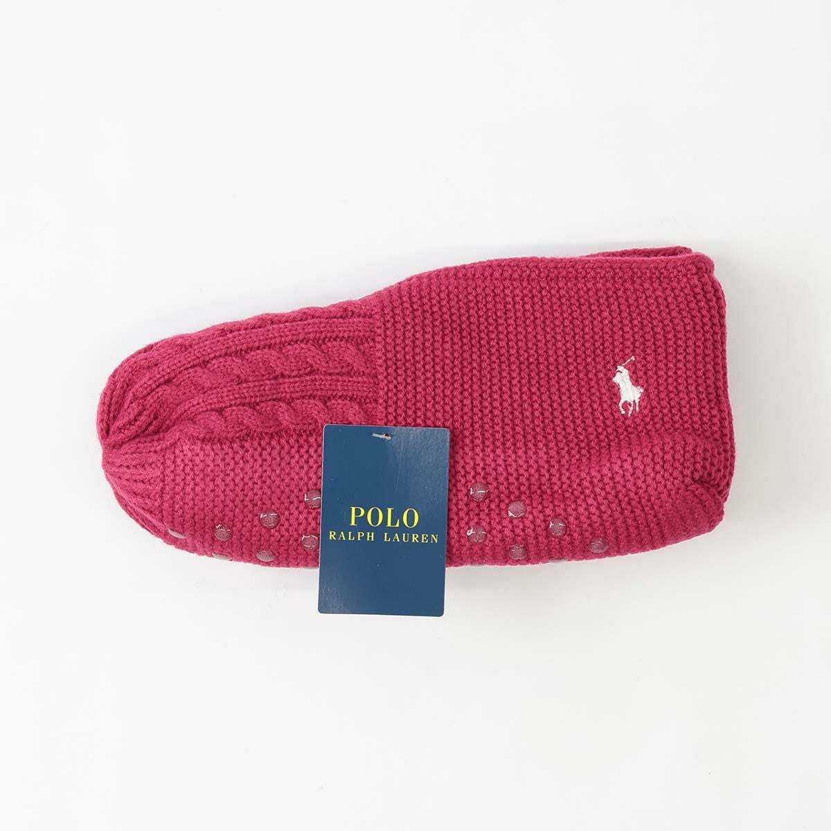 POLO RALPH LAUREN 内側ボア ルームシューズ ケーブル編み 足底すべり