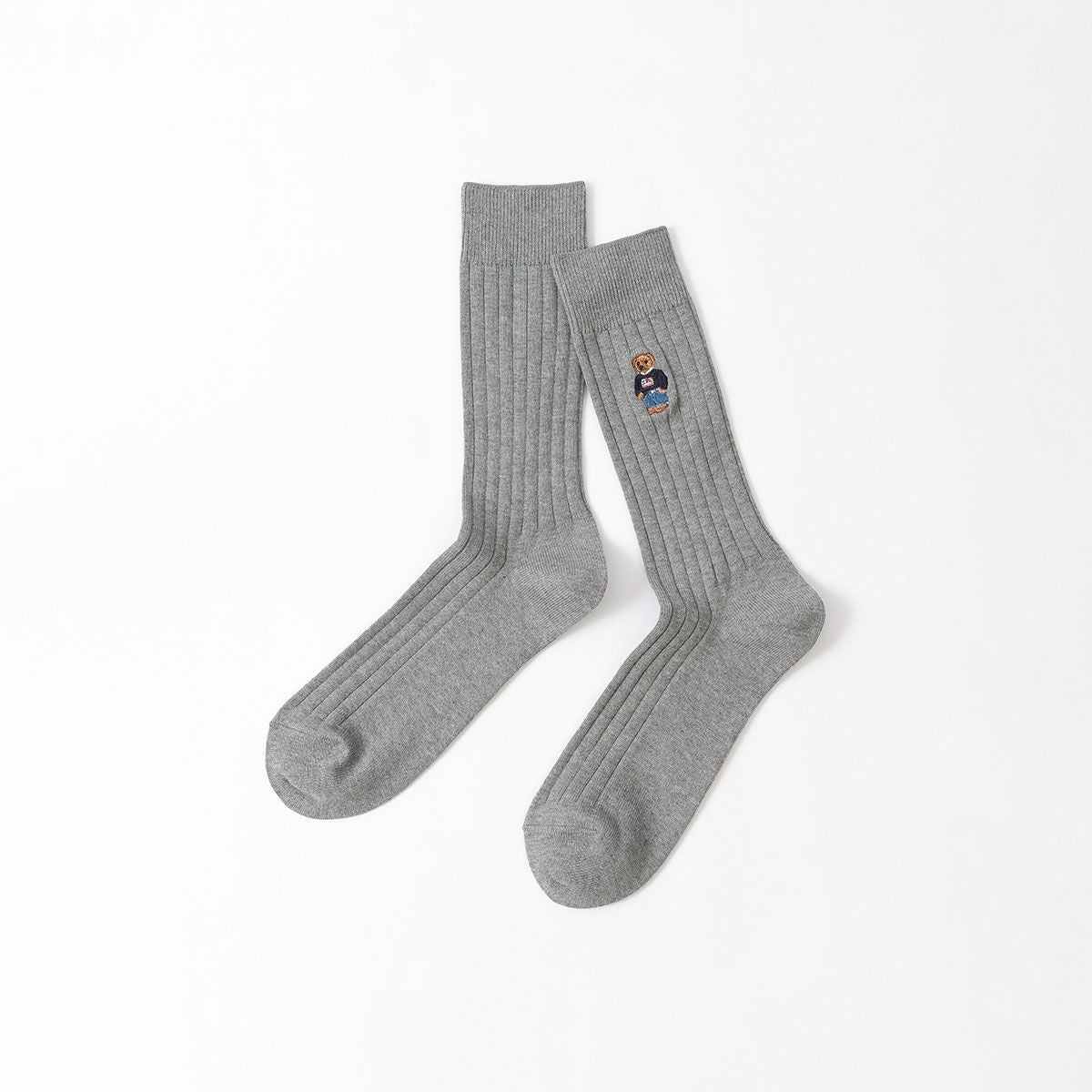 POLO RALPH LAUREN ポロベア ワンポイント刺繍 リブソックス クルー丈