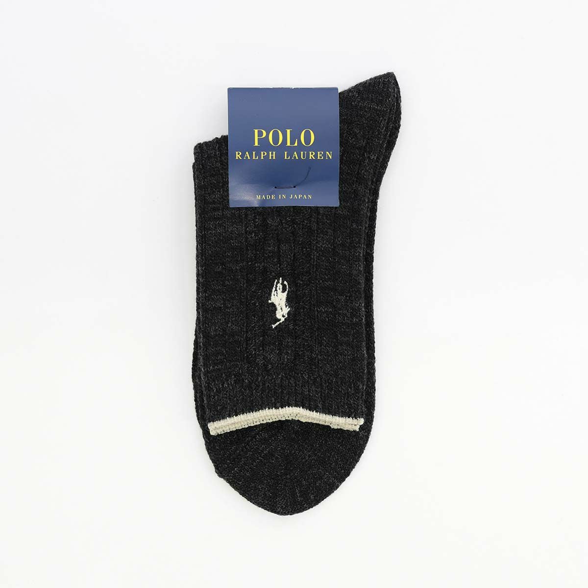 POLO RALPH LAUREN 毛混リブ ワンポイント刺繍 日本製 クルー丈