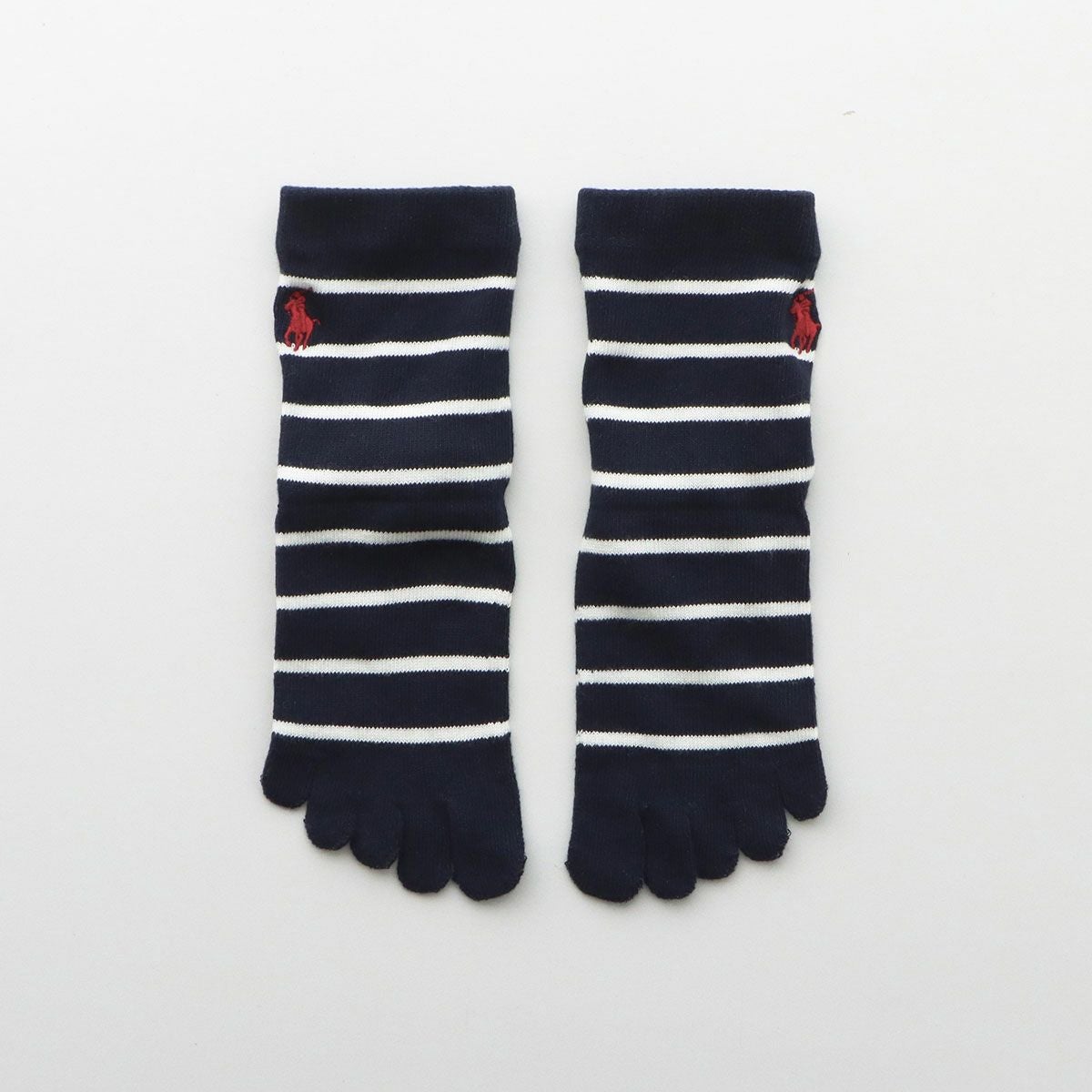 POLO RALPH LAUREN ボーダー 5本指ソックス オーガニックコットン混