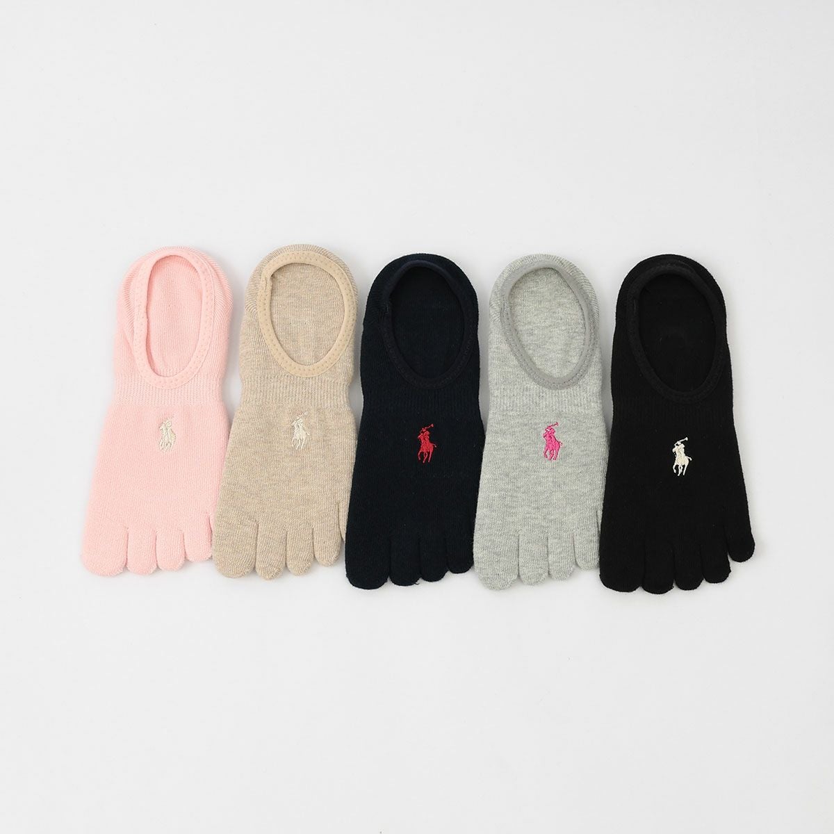 POLO RALPH LAUREN 綿混 5本指 フットカバー かかと滑り止め付き