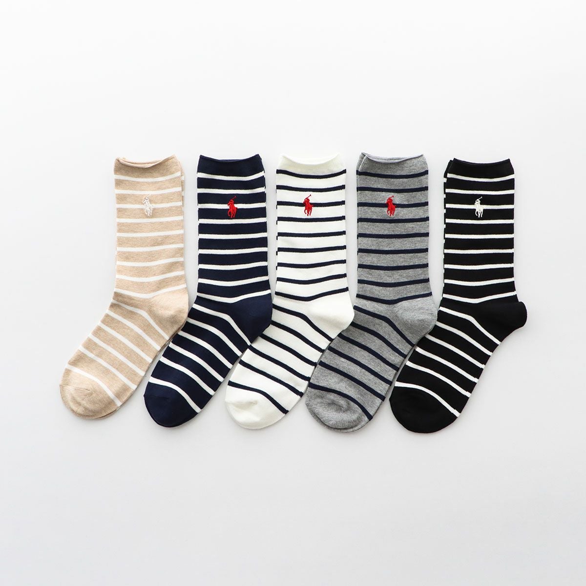POLO RALPH LAUREN ボーダー クルー丈 ソックス レディース 03207314