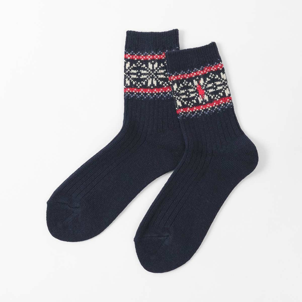 POLO RALPH LAUREN カシミヤ混 雪柄ジャガード クルー丈 ソックス