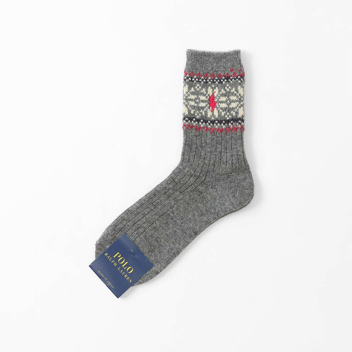 POLO RALPH LAUREN カシミヤ混 雪柄ジャガード クルー丈 ソックス