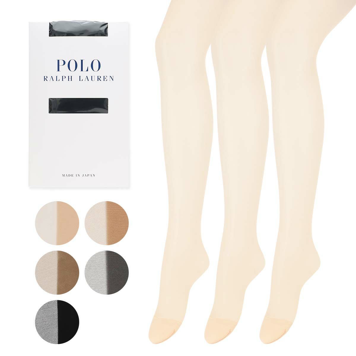 3足セット】POLO RALPH LAUREN ストッキング 交編 つま先補強 シルク