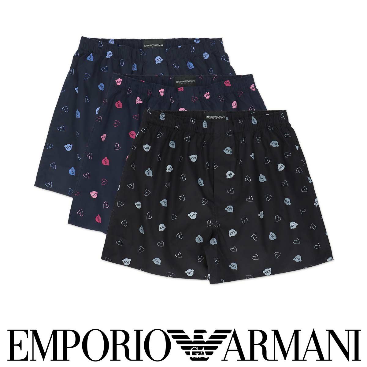 EMPORIO ARMANI HEART＆BEAR マンガベア コットン ウーブン トランクス