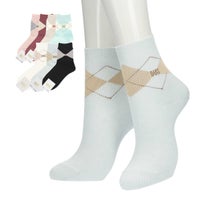 DAKSダックス日本製履き口ソフトレーヨンシルク混DAKS刺繍アーガイルクルー丈レディースソックス靴下女性プレゼントギフト03367010
