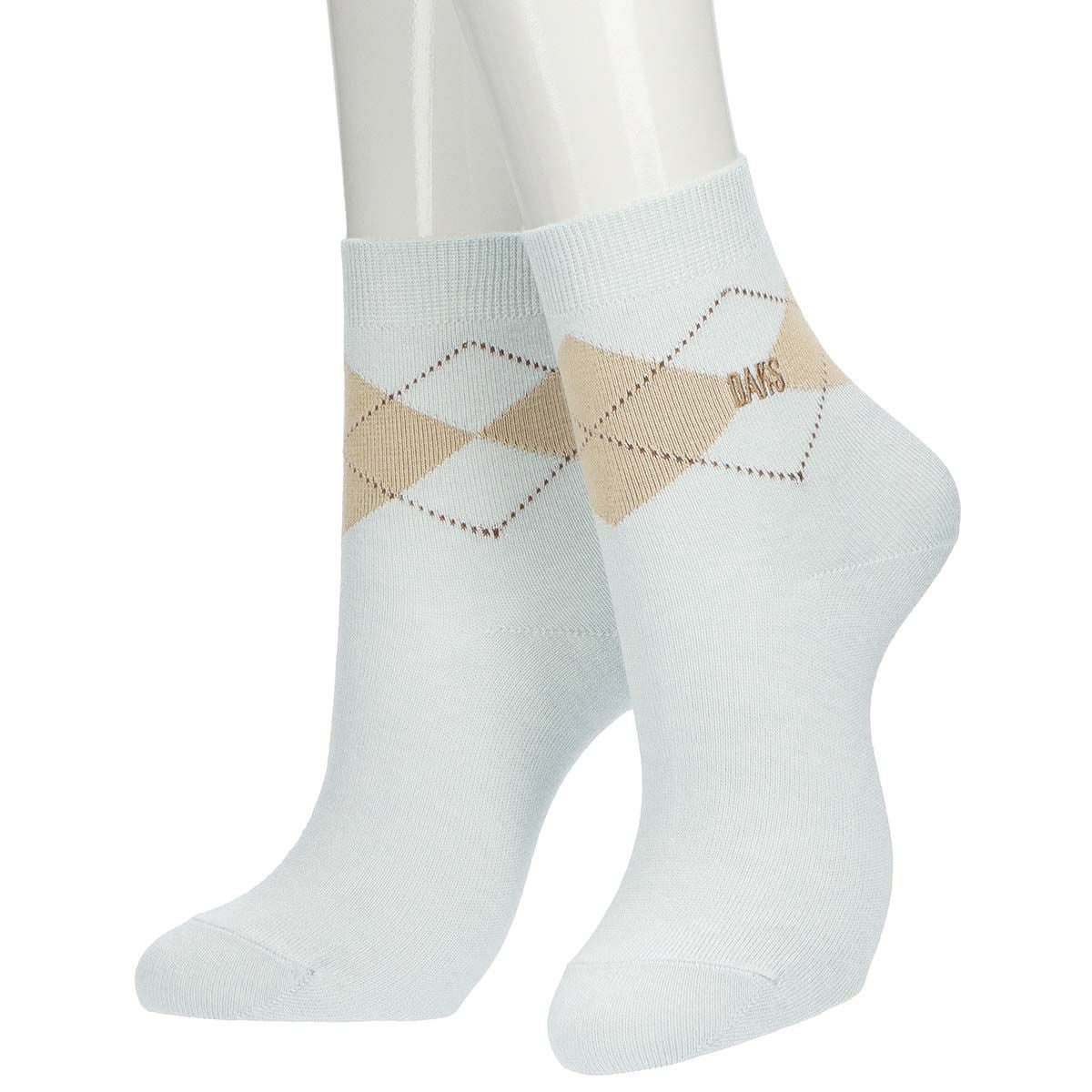 DAKSダックス日本製履き口ソフトレーヨンシルク混DAKS刺繍アーガイルクルー丈レディースソックス靴下女性プレゼントギフト03367010