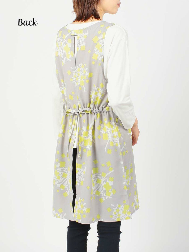 HOUSEWEARSTUDIOハウスウェアスタジオポリエステル100％ニューブッチャーダンデライオン柄背付きセツキ後結びレディースエプロン70373021