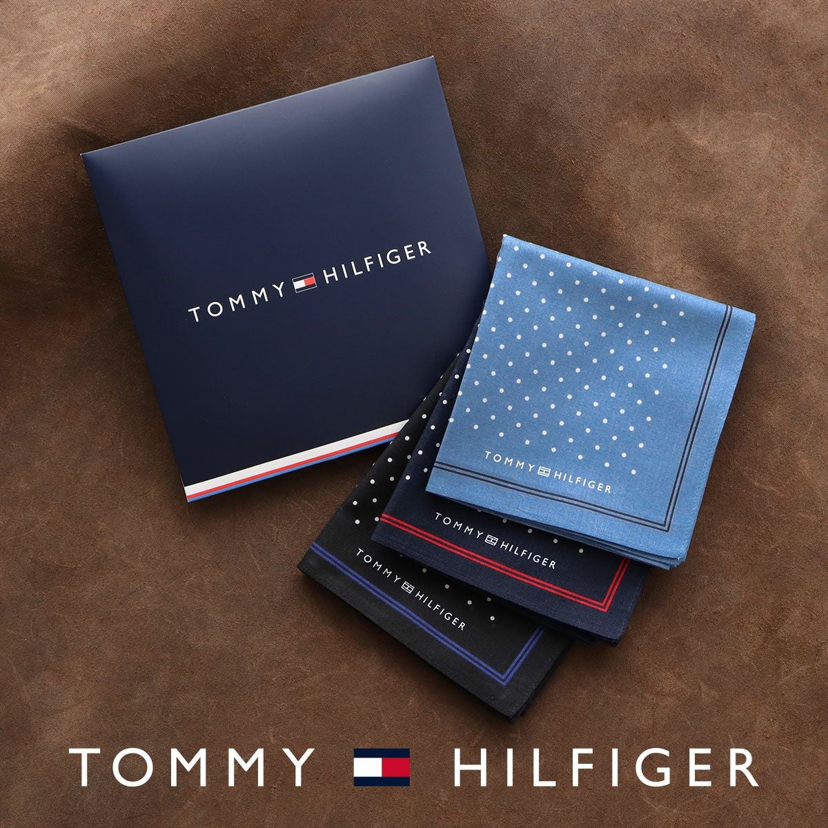 TOMMY HILFIGER ハンカチ ドット柄 綿100％ メンズ 【365日最短翌日