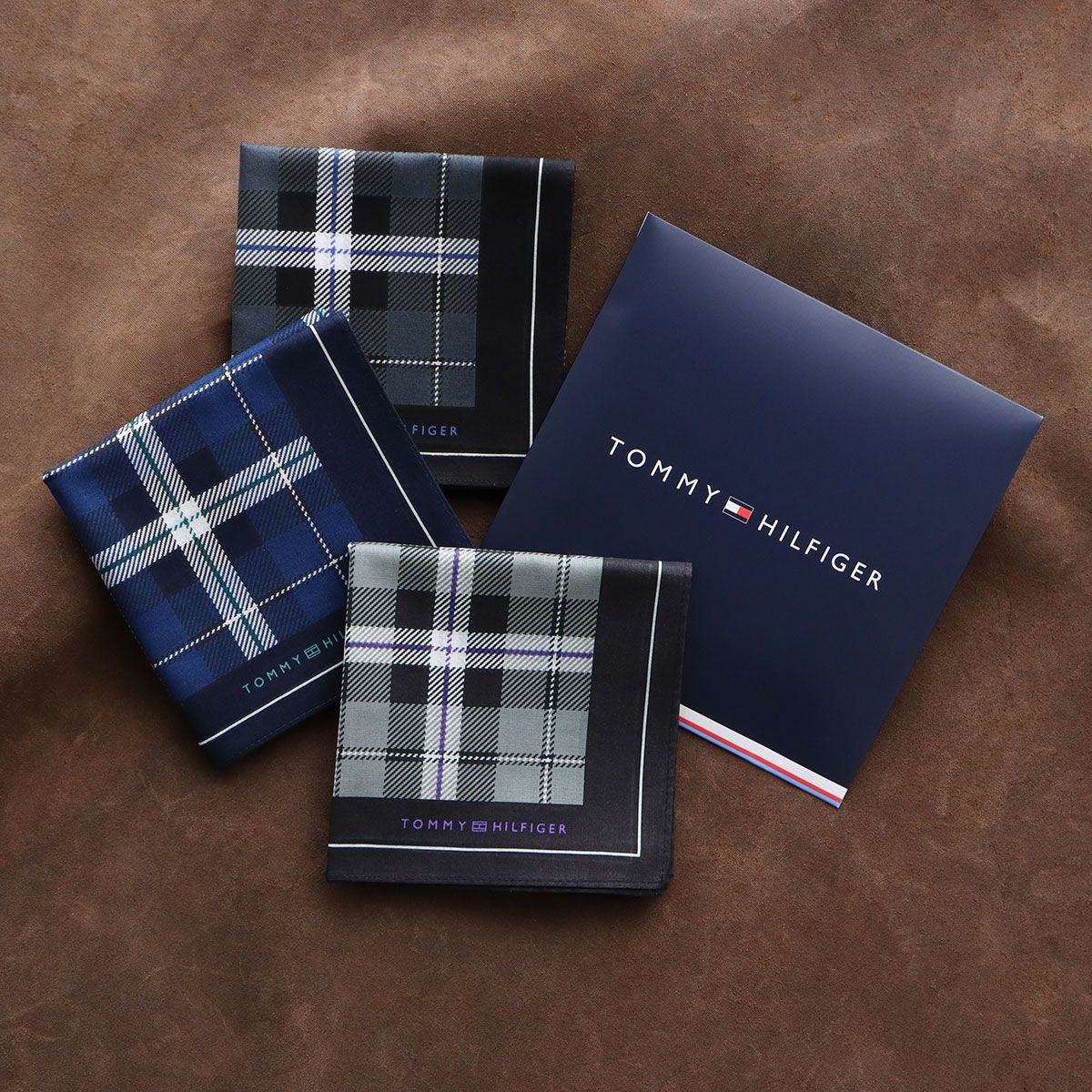 TOMMY HILFIGER ハンカチ マドラスチェック柄 綿100％ メンズ 【365日