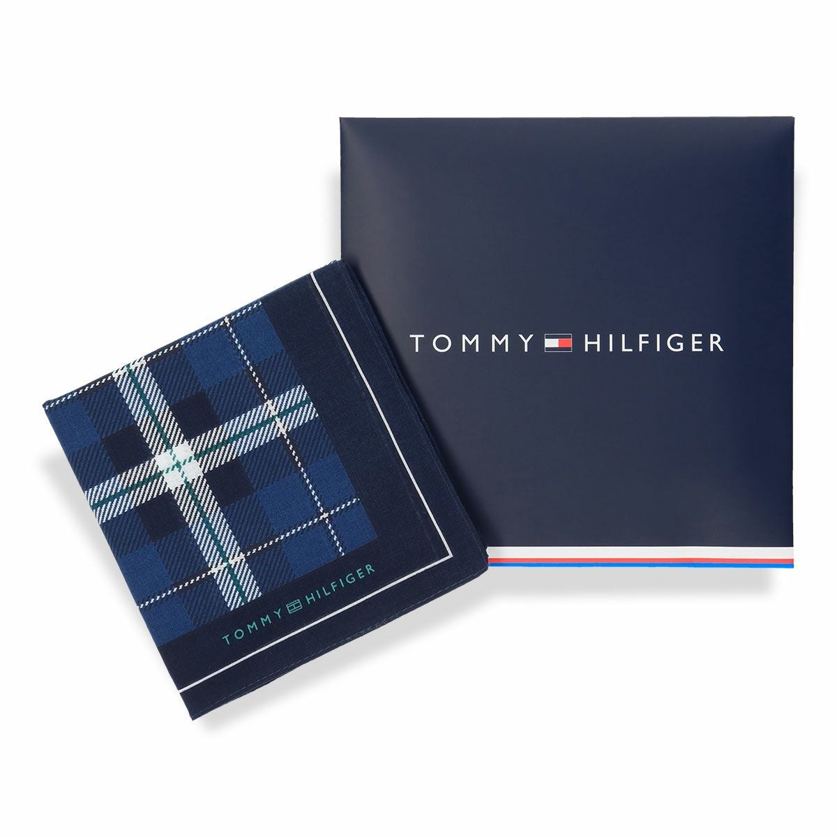 TOMMY HILFIGER ハンカチ マドラスチェック柄 綿100％ メンズ 【365日