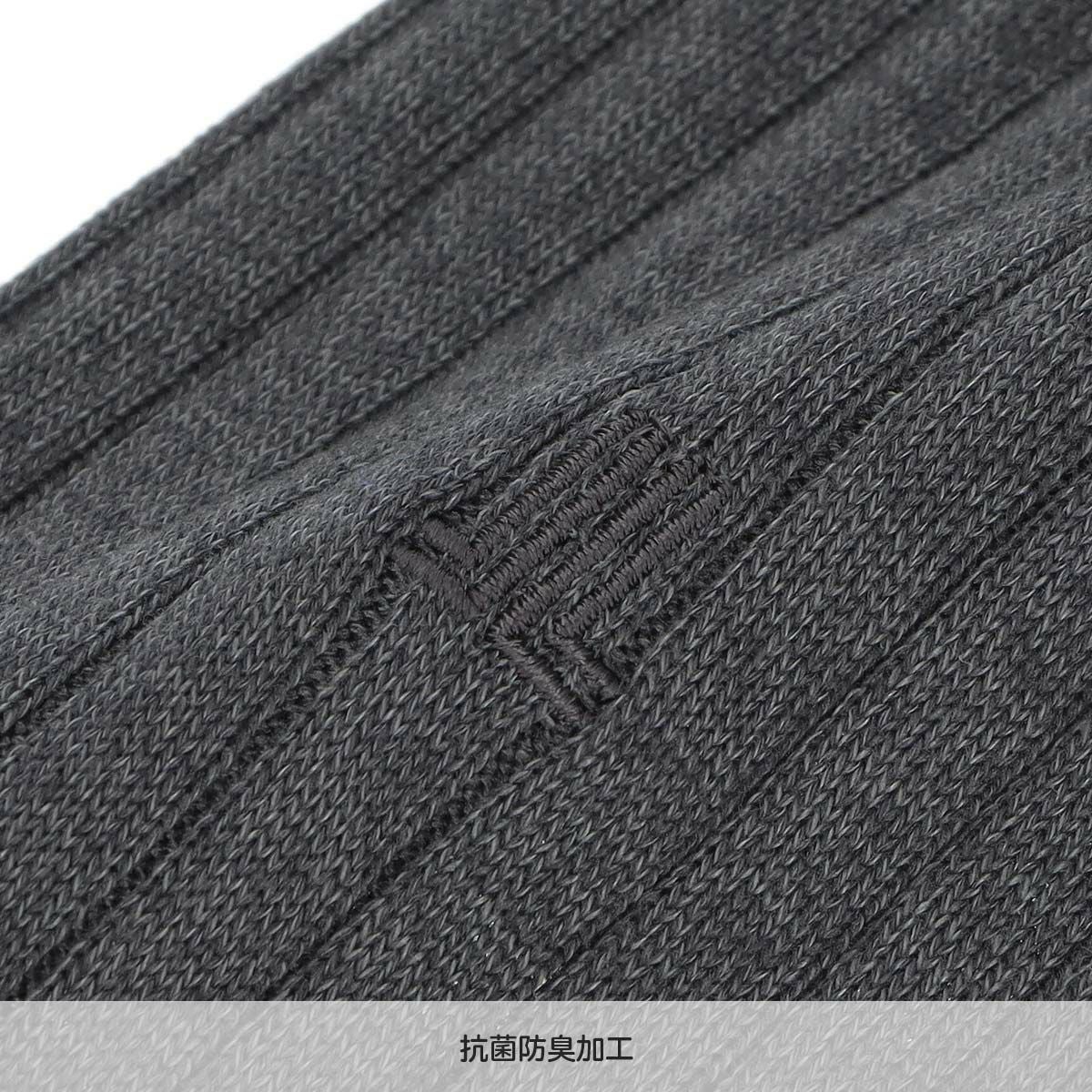 LANVIN COLLECTION 抗菌防臭 8x2RIB JL刺繍 クルー丈 ビジネスソックス