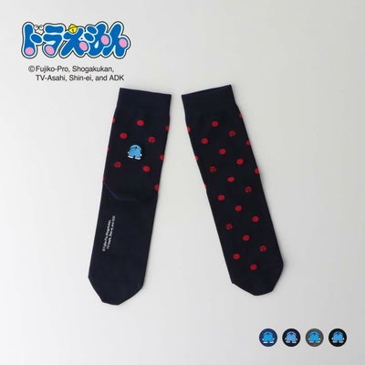 ドラえもん鈴ドットクルー丈キャラクターメンズカジュアルソックス靴下男性プレゼントギフト02462104