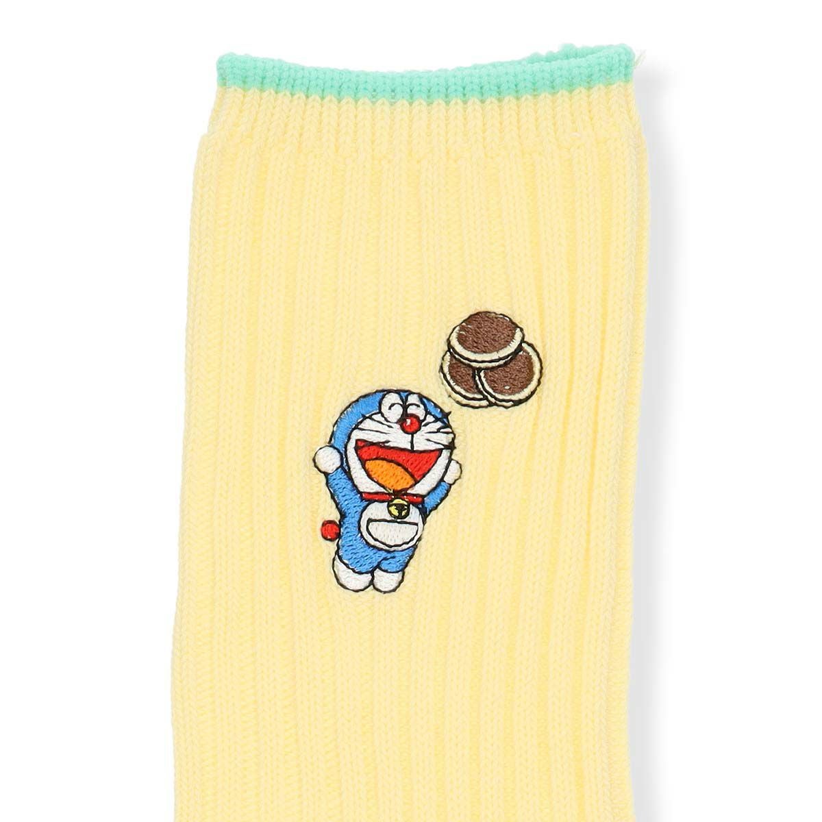 ドラえもん マルチ刺繍 どら焼き クルー丈 ソックス 靴下 レディース