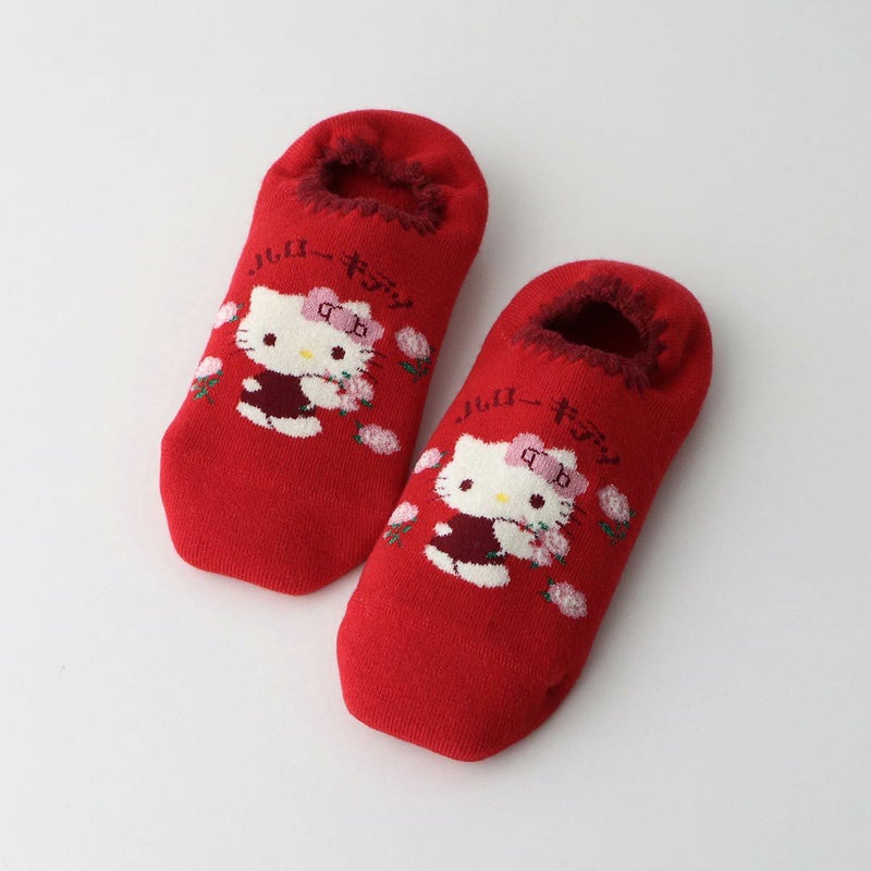 ハマグリパイルホームカバーサンリオコラボローズキティ滑り止め付き室内用靴下冷えとりルームソックスあたたかい冬用靴下フローリング（板張り）からの寒さ対策にレッグソリューションギフトプレゼント無料ラッピング03764074