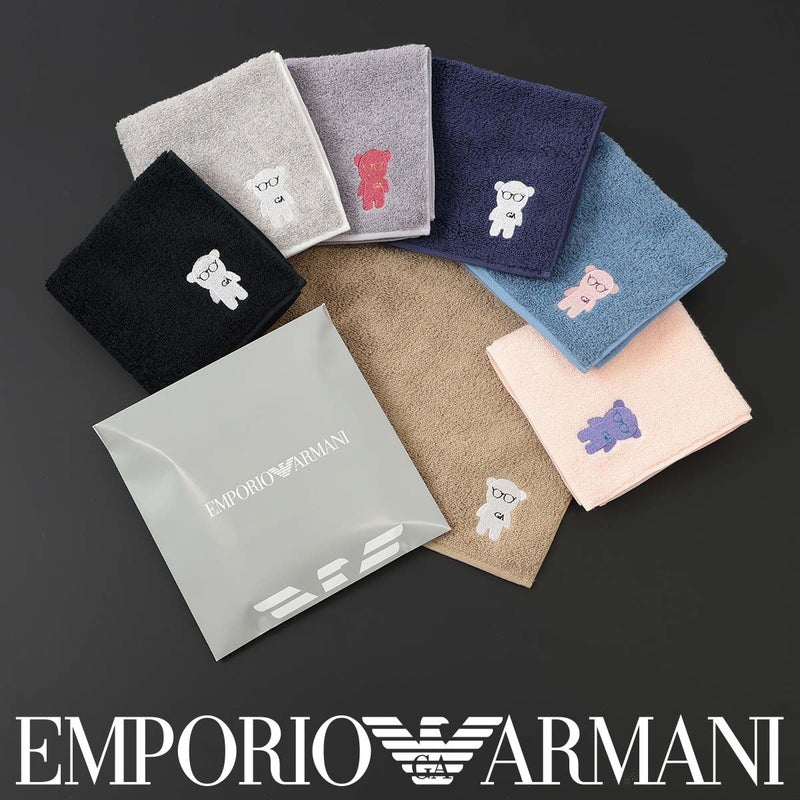 EMPORIOARMANI(エンポリオアルマーニ)EAマンガベア刺?綿100％タオルミニタオルハンドタオルハンカチブランド男性メンズ無料ラッピングギフトプレセント02340025