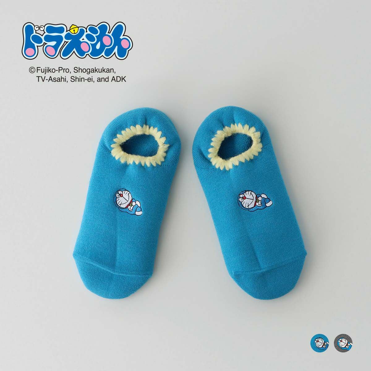 ドラえもん ハマグリ パイルソックス ルームソックス ワンポイント刺繍