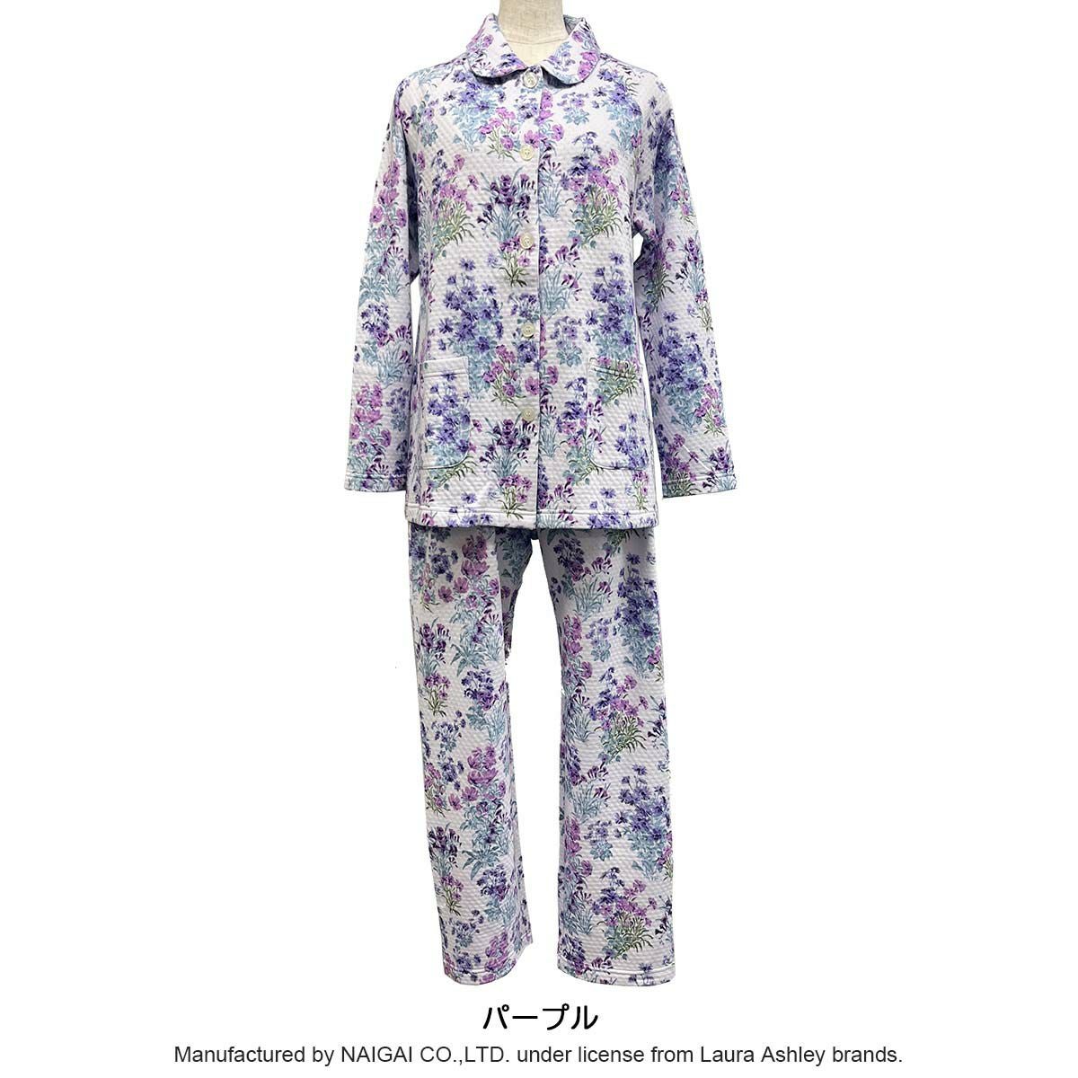 LAURA ASHLEY 花柄長袖パジャマ Laura Ashley メーガン柄 中わた ニットキルト 長袖 パジャマ上下