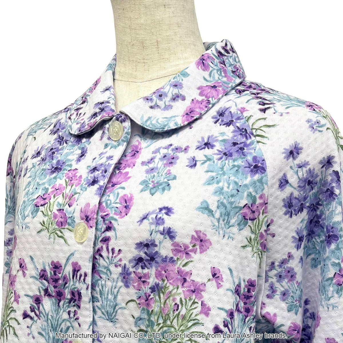 新品タグ付き【LAURA ASHLEY 】婦人パジャマ キルティング Mサイズ Laura Ashley メーガン柄 中わた ニットキルト 長袖 パジャマ上下