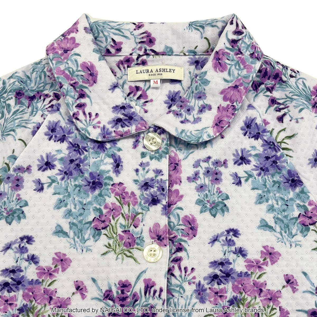 新品タグ付き【LAURA ASHLEY 】婦人パジャマ キルティング Mサイズ Laura Ashley メーガン柄 中わた ニットキルト 長袖 パジャマ上下