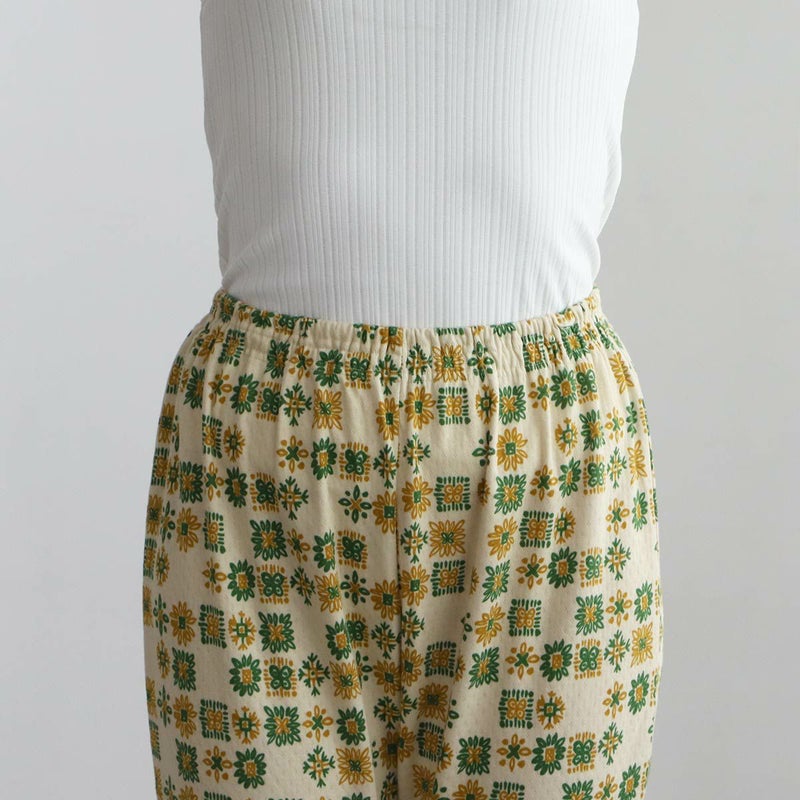 Sybillaシビラ綿100％接結天竺プリントEmocionエモシオンパジャマ前開き長袖長丈パンツ【Mサイズ】レディース女性婦人73924172