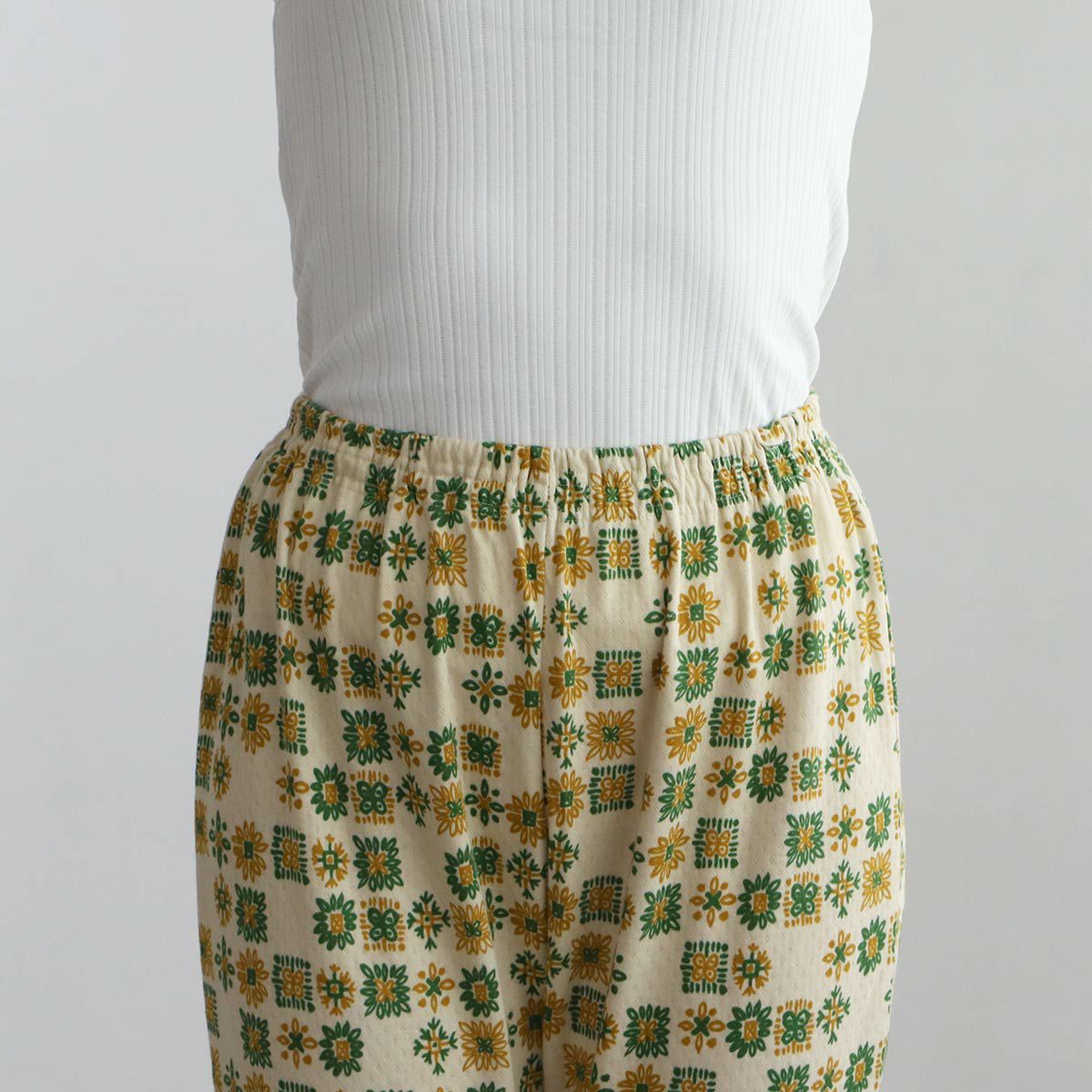 Sybillaシビラ綿100％接結天竺プリントEmocionエモシオンパジャマ前開き長袖長丈パンツ【Lサイズ】レディース女性婦人73924173