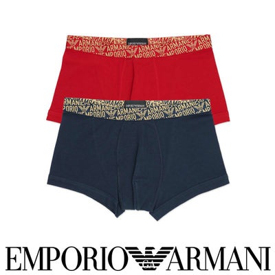 【2枚セット】EMPORIOARMANIエンポリオアルマーニALLOVERSHINYLOGOBANDTRUNKシャイニーロゴバンド前閉じボクサーパンツEUサイズメンズ下着男性紳士アンダーウェアプレゼントギフト54095980
