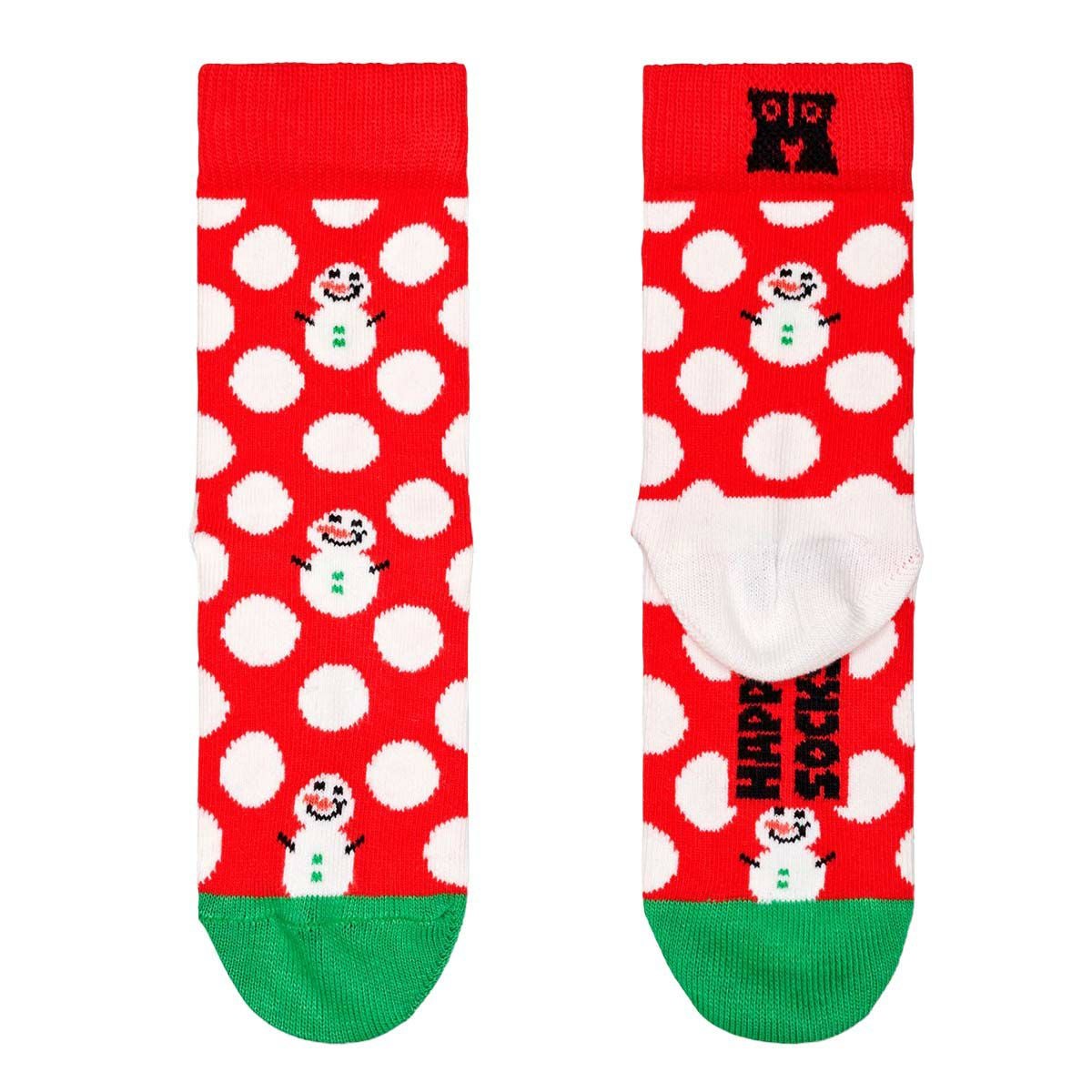 HappySocksハッピーソックスKidsBigDotSnowmanSock(キッズビッグドットスノーマン)kidssock子供クルー丈ソックス靴下KIDSジュニアキッズ12231019