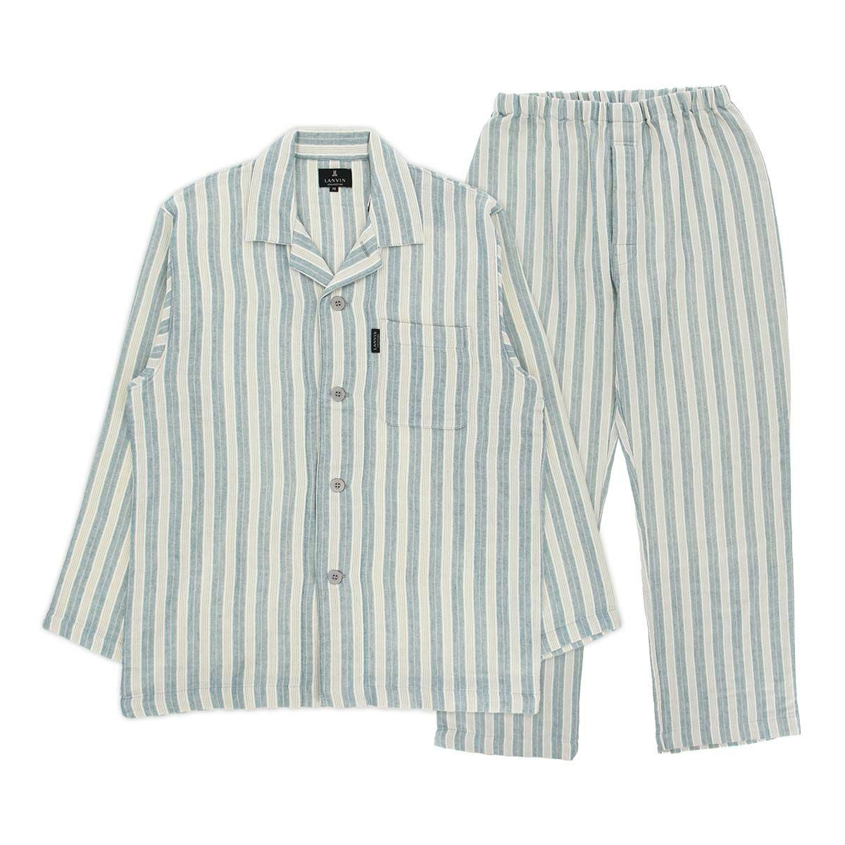 LANVIN COLLECTION パジャマ 上下セット【M・Lサイズ】先染め3重ガーゼ