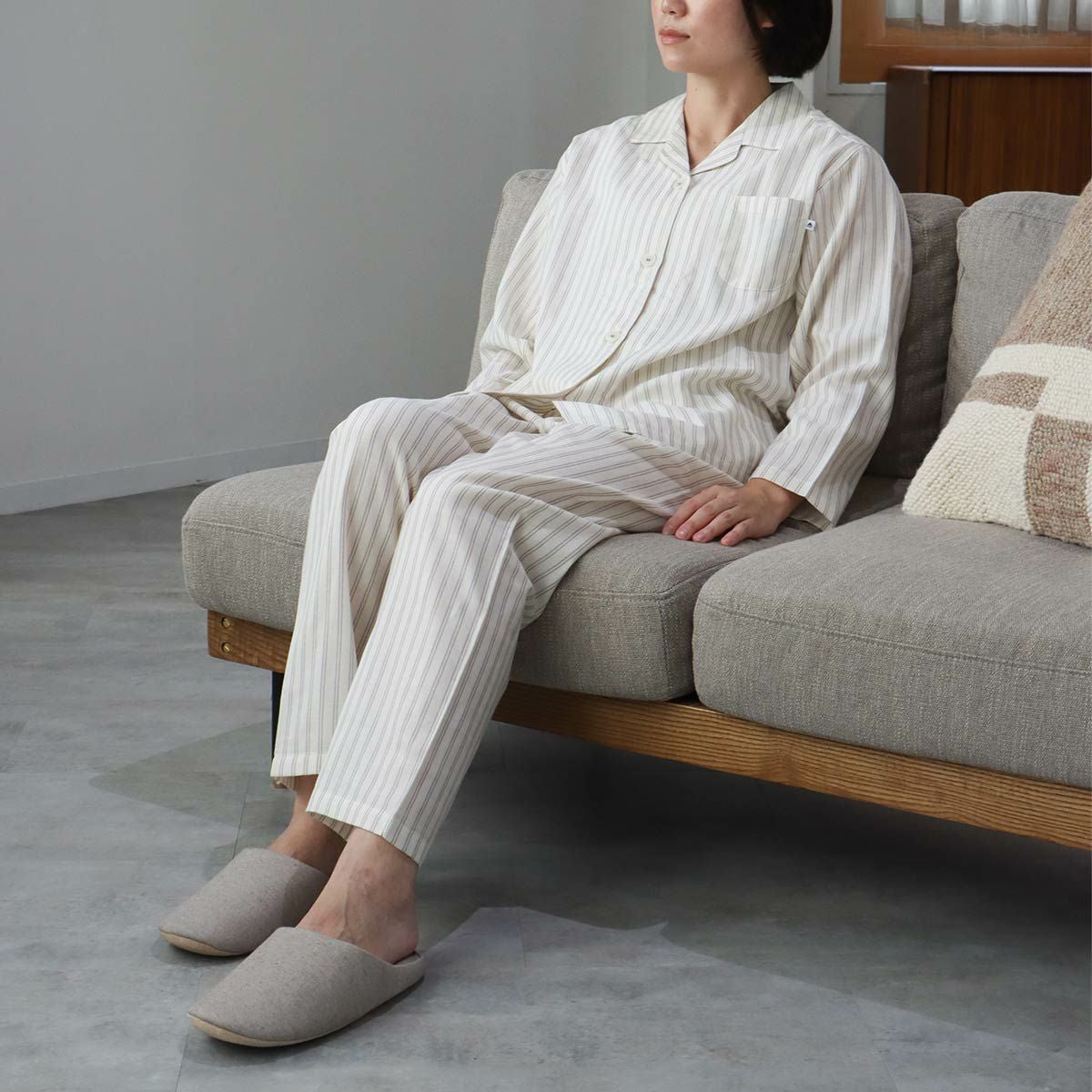 HOUSE WEAR STUDIO パジャマ【Lサイズ】 綿100％ 先染2重ガーゼ ソフト