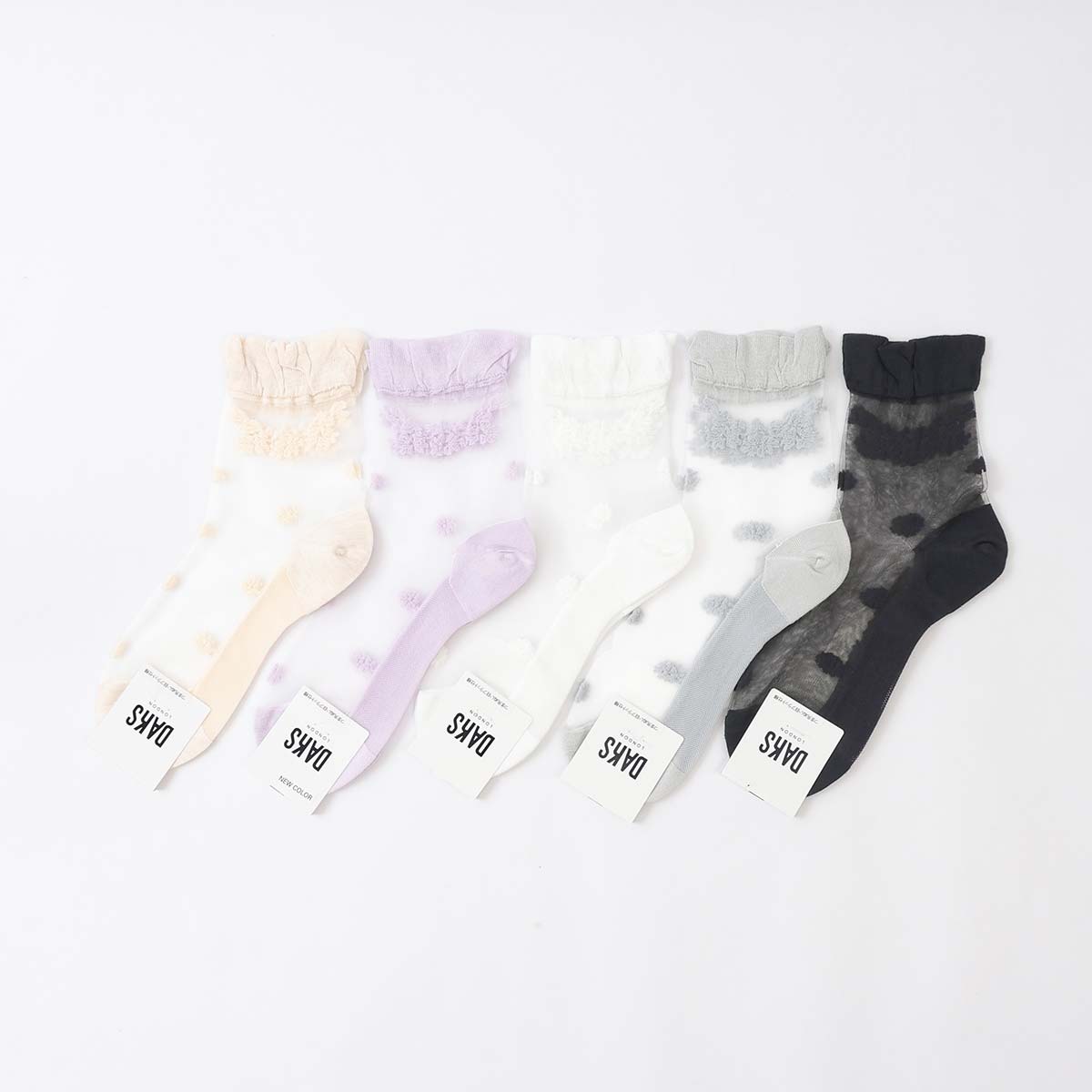 DAKS フラワー柄 シースルーソックス つま先フラット レーヨンシルク混