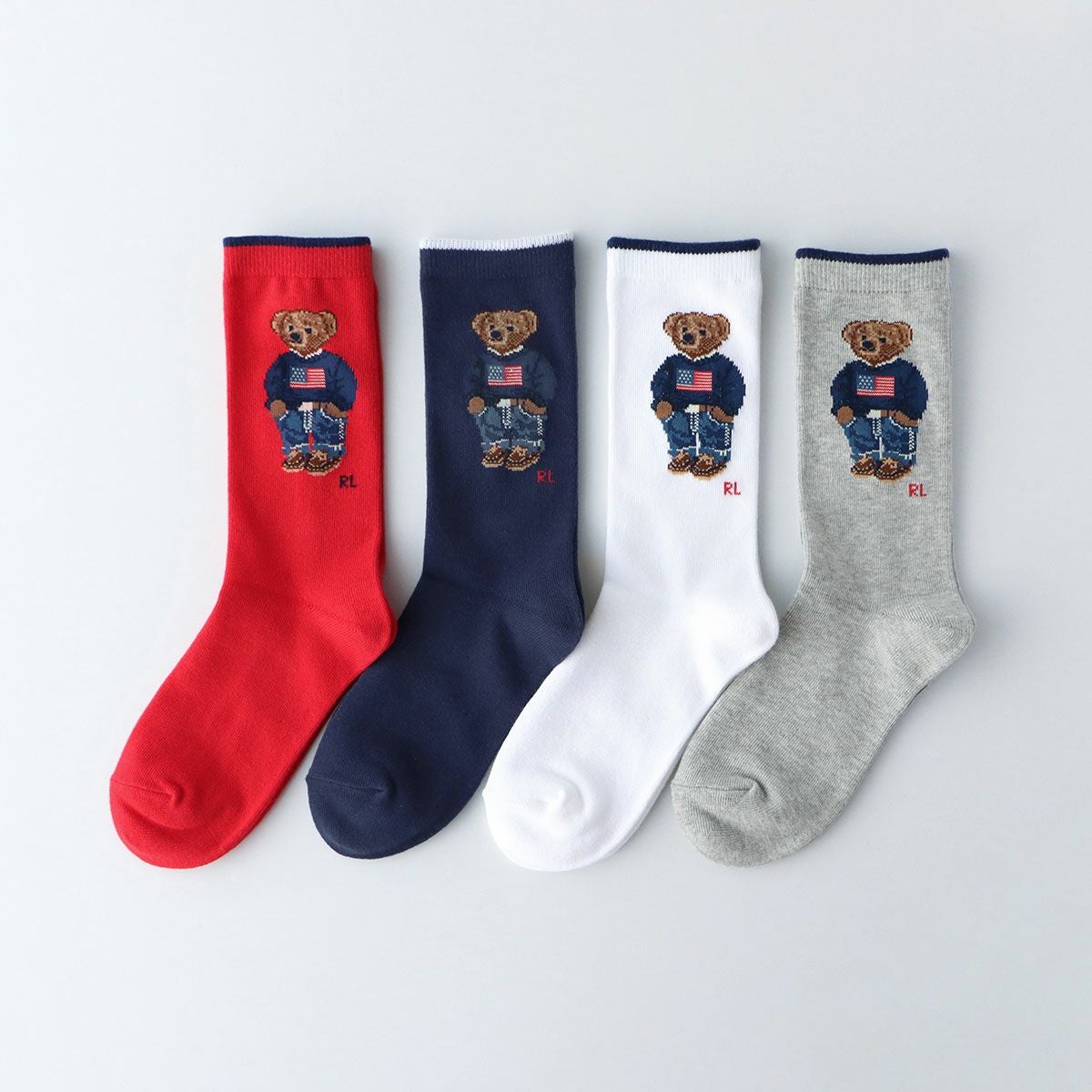 POLORALPHLAUREN ポロラルフローレン ポロベア ソックス 六足 新品 Polo Ralph Lauren Preppy Bear Hi Socks 2-Pack 紺灰 ポロラルフ