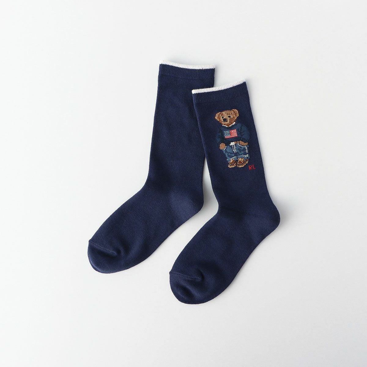 T*.様 ポロラルフローレンのメンズ用コットン、カシミヤ、ウール混ソックス、5足 POLO RALPH LAUREN オーガニックコットン混 デニムベア ポロベア